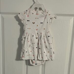 Carter's White Dress with Bow and Diamond Accents